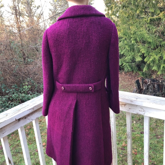VTG 60S BROMLEIGH BOUCLE WOOL PURPLE MIDI COAT - Picture 8 of 8